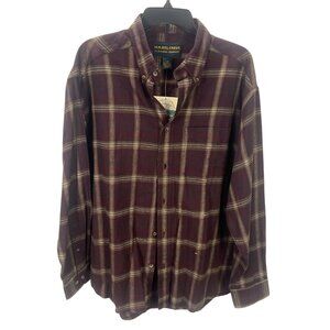 Hazel Creek Clothing Company Long Sleeve Plaid Button-Up Shirt Burgundy Cotton L